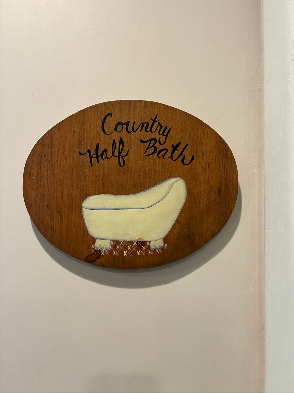 Vintage Wooden Sign Country Half Bath Wall Plaque - Cream